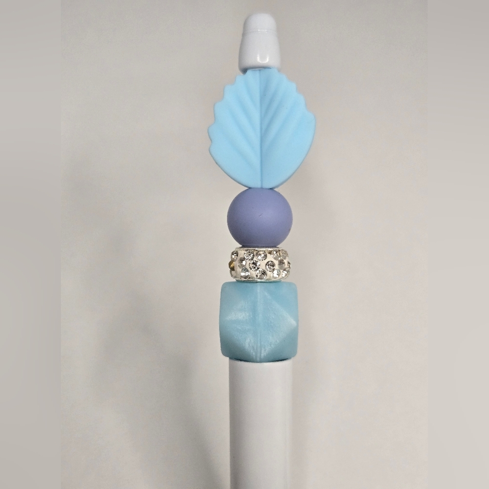 Handmade- Baby Blue Leaf Ink Pen